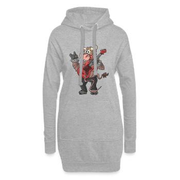 Rocker / Stier Gitarrist - Hoodie-Kleid - Grau meliert - Vorne