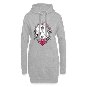 Lapin de Pâques Lapin avec cœur - Sweat-shirt à capuche long Femme - gris chiné - Devant