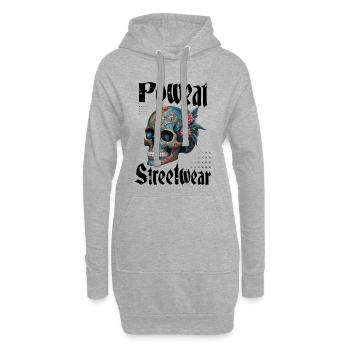 Poweat Streetwear Skull - Hoodie-Kleid - Grau meliert - Vorne