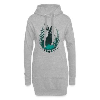 Lapin Ostara avec phases de lune Wicca Design - Sweat-shirt à capuche long Femme - gris chiné - Devant