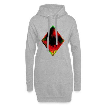 Mystischer Husky in Pop-Art - Hoodie-Kleid - Grau meliert - Vorne