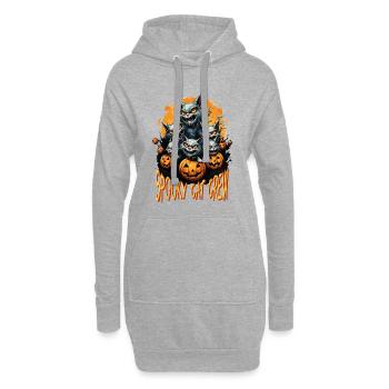 Halloween Chats Noir Citrouille Costume Effrayant - Sweat-shirt à capuche long Femme - gris chiné - Devant