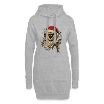 Pêcheur Père Noël Pêcheur Pêche Père Noël - Sweat-shirt à capuche long Femme - gris chiné - Devant