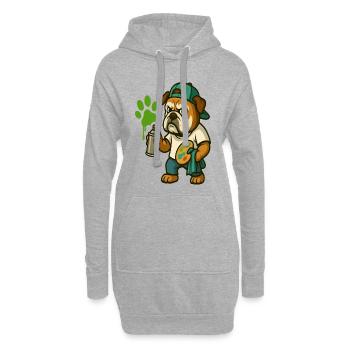 Mascotte Bouleddog Graffiti avec peinture en spray - Sweat-shirt à capuche long Femme - gris chiné - Devant
