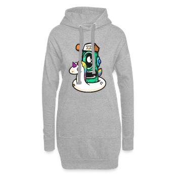 Unicorno Robot d’Aventure - Sweat-shirt à capuche long Femme - gris chiné - Devant