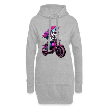 Licornes moto - Sweat-shirt à capuche long Femme - gris chiné - Devant