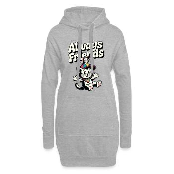 Illustration de chats et souris de Always Friends - Sweat-shirt à capuche long Femme - gris chiné - Devant