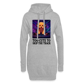 DJ Maltipoo : Trop mignon pour passer la piste - Neon Art - Sweat-shirt à capuche long Femme - gris chiné - Devant