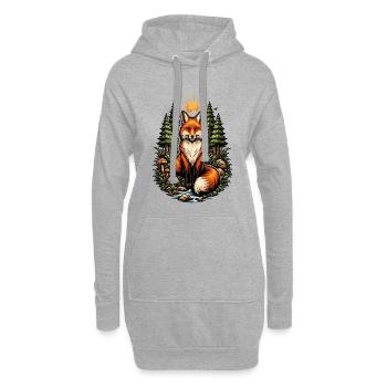 Fuchs im Wald bei Sonnenaufgang - Hoodie-Kleid - Grau meliert - Vorne