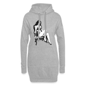 Burlesque Lady im Vintage Sessel – Schwarz-Weiß - Hoodie-Kleid - Grau meliert - Vorne