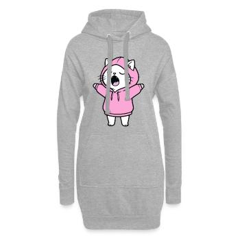 Chat en sweat à capuche - Sweat-shirt à capuche long Femme - gris chiné - Devant