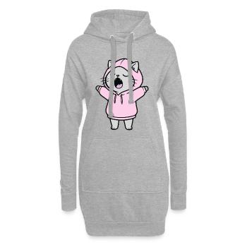 Sweat à capuche pour chat Bâillement fatigué Étirement Propriétaire de chat - Sweat-shirt à capuche long Femme - gris chiné - Devant
