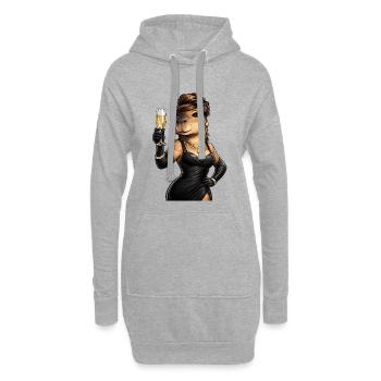 Elegante Capybara Dame mit Sektglas - Sweat-shirt à capuche long Femme - gris chiné - Devant