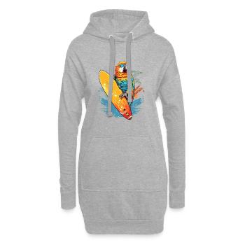 Perroquet de surf cool avec planche de surf - Sweat-shirt à capuche long Femme - gris chiné - Devant