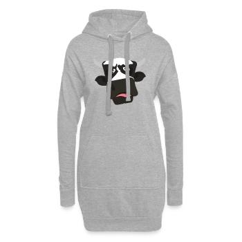 visage de vache, vache - Sweat-shirt à capuche long Femme - gris chiné - Devant