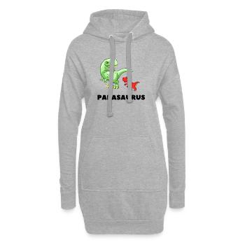 Papa Père Naissance Paternité Papasaurus - Sweat-shirt à capuche long Femme - gris chiné - Devant