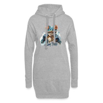 Dynamische Eleganz: Muay Thai Mode aus der Stadt - Hoodie-Kleid - Grau meliert - Vorne