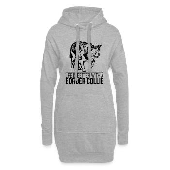 La vie de Border Collie est meilleure Chien Dicton Wilsigns - Sweat-shirt à capuche long Femme - gris chiné - Devant