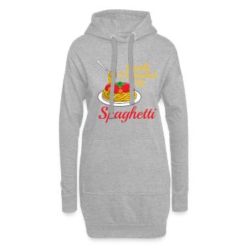 Zitat „Easy Distracted by Spaghetti“ — Pasta - Hoodie-Kleid - Grau meliert - Vorne