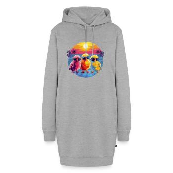 Mode citadine élégante : Sunset Chick - Sweat-shirt à capuche long Femme - gris chiné - Devant