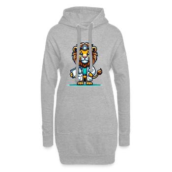 Docteur Lion mignon - Sweat-shirt à capuche long Femme - gris chiné - Devant