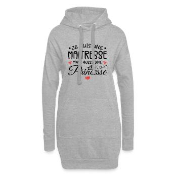 Je Suis Une Maitresse, Mais Aussi Une Princesse - Sweat-shirt à capuche long Femme - gris chiné - Devant