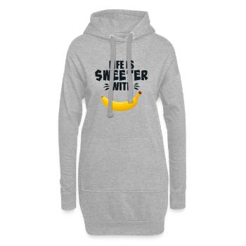 La vie est plus douce avec la banane - Sweat-shirt à capuche long Femme - gris chiné - Devant