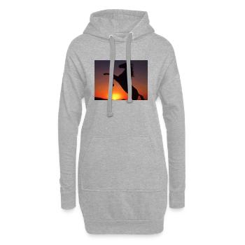 chevaux sur coucherdu soleil - Sweat-shirt à capuche long Femme - gris chiné - Devant
