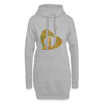 Feuille E 95 O - Sweat-shirt à capuche long Femme - gris chiné - Devant