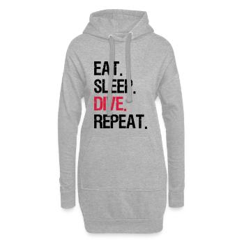 Eat Sleep Dive Repeat - Hoodie-Kleid - Grau meliert - Vorne