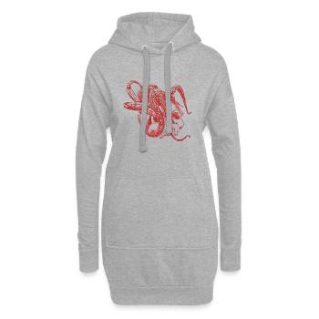 Oktopus Kraken auf einem Totenschädel Geschenk - Hoodie-Kleid - Grau meliert - Vorne