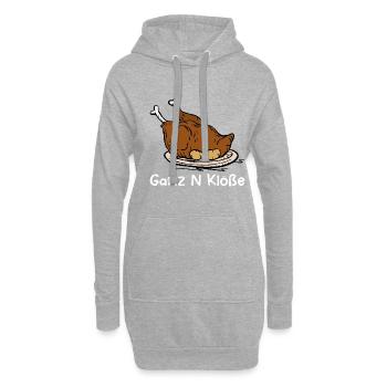 Klos Gänsebraten Braten Essen Geschenk - Hoodie-Kleid - Grau meliert - Vorne