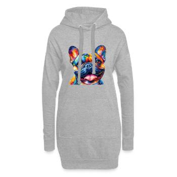 Peinture de bouledogue Français coloré mignon - Sweat-shirt à capuche long Femme - gris chiné - Devant