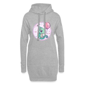 Caméléon Anniversaire Bébé - Sweat-shirt à capuche long Femme - gris chiné - Devant