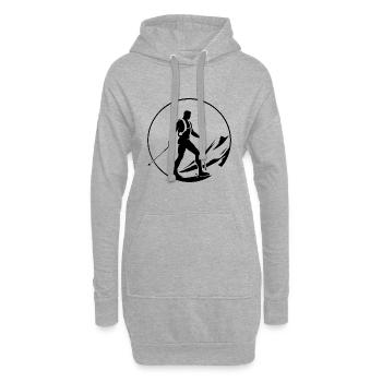 Sports de marche nordique - Sweat-shirt à capuche long Femme - gris chiné - Devant
