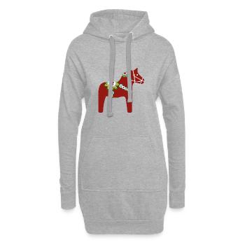 schwedisches Pferd rot - Hoodie-Kleid - Grau meliert - Vorne