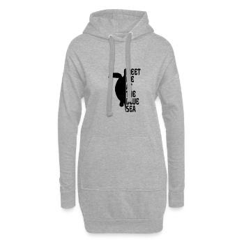 Turtle Slogan meet me at the Blue sea - Hoodie-Kleid - Grau meliert - Vorne