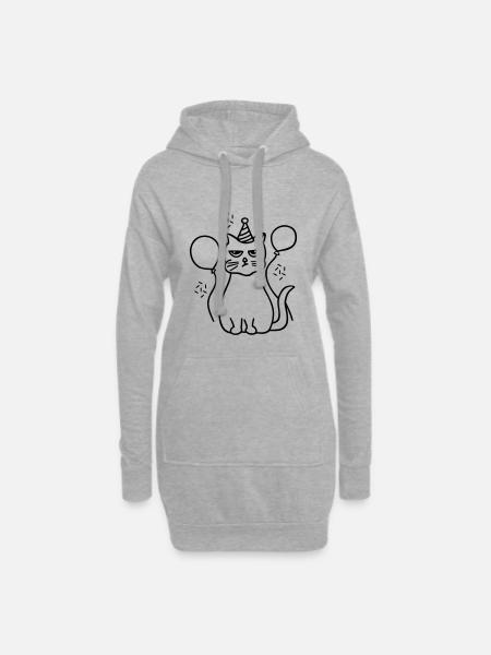 Mürrische Katze - Hoodie-Kleid - Grau meliert