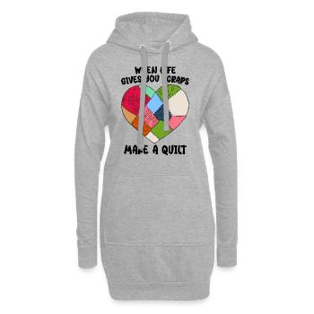 Quilten Frauen Oma Quilt Liebhaber Nähen Quilter - Hoodie-Kleid - Grau meliert - Vorne
