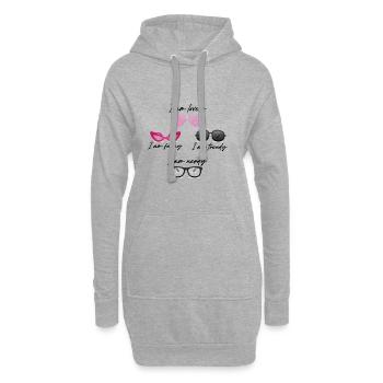 lunettes de soleil, lunettes, cool, fany, nerd, vintage, cœur, - Sweat-shirt à capuche long Femme - gris chiné - Devant