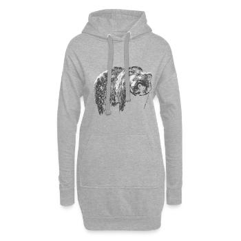 Ours Grizzly Ours brun Ours prédateur Animaux sauvages - Sweat-shirt à capuche long Femme - gris chiné - Devant