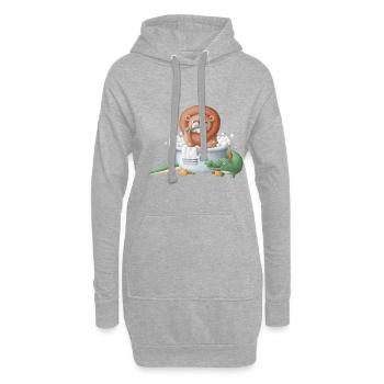 Joli lion dans la baignoire avec crocodile - Sweat-shirt à capuche long Femme - gris chiné - Devant