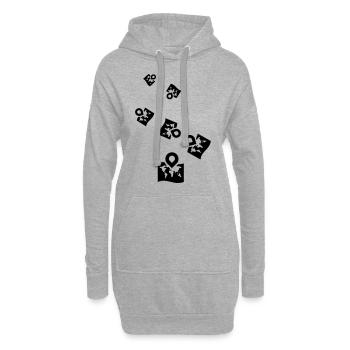Icône de carte du monde - Sweat-shirt à capuche long Femme - gris chiné - Devant