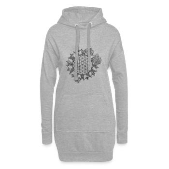 fleur de la vie - Sweat-shirt à capuche long Femme - gris chiné - Devant