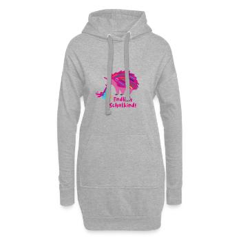 endlich schulkind,igel,pink,regenbogen,kotzen - Hoodie-Kleid - Grau meliert - Vorne