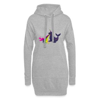 seehund,regenbogen,kotzender seehund,robbe,einhorn - Hoodie-Kleid - Grau meliert - Vorne