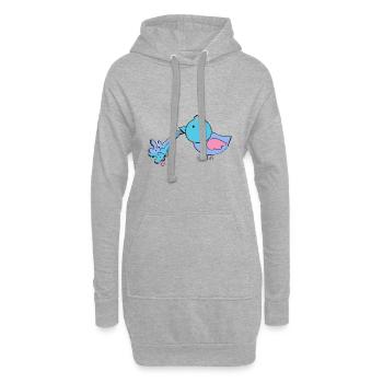 kotzender vogel glück,vogel,küken,blau - Hoodie-Kleid - Grau meliert - Vorne