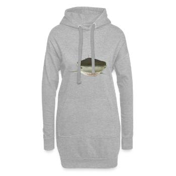 requin, sourire, requin rieur, requin, poisson - Sweat-shirt à capuche long Femme - gris chiné - Devant