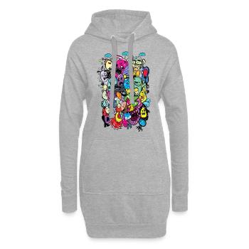 monster friends.png - Hoodie Dress - heather grey - Front
