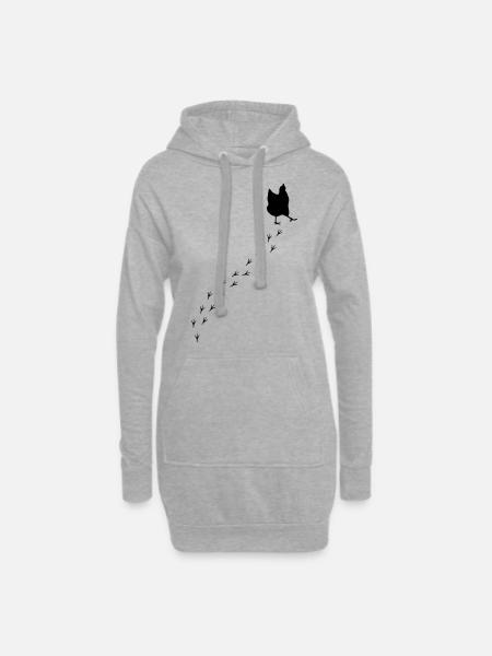Huhn - Hoodie-Kleid - Grau meliert
